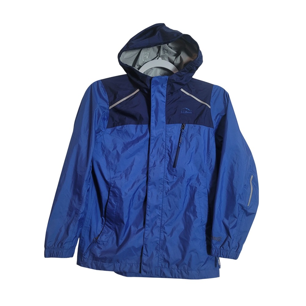 LL Bean Kids TEK2.5 Waterproof Rain Jacket Blue Size M 10-12 Outdoor Hiking